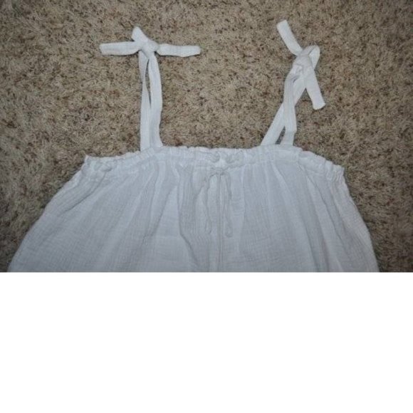 Maternity Camisole White Medium Tank Top Scoop Neck Cotton Flow Hem Cami Aglow - Picture 4 of 5